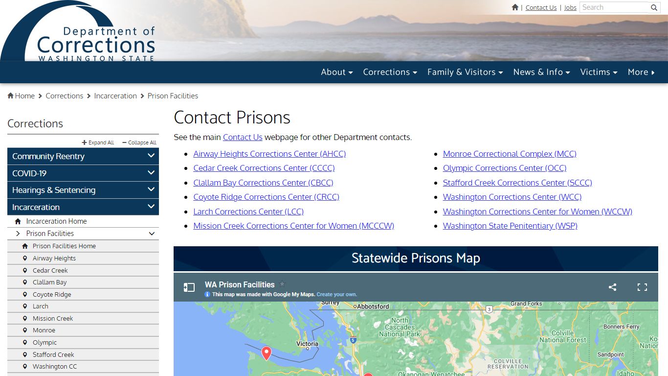 Contact Prisons | Washington State Department of Corrections